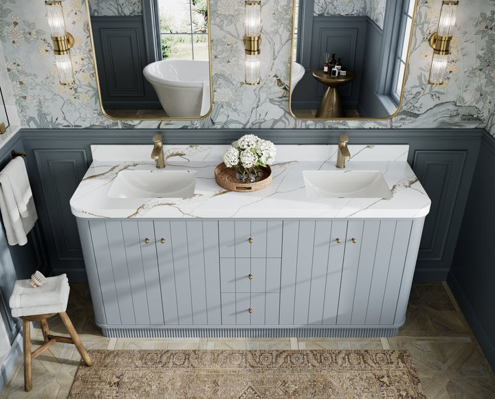 Houston 72 in. W x 22 in. D Free Standing Curved Edge Double Sink Bathroom Vanity - photo 10