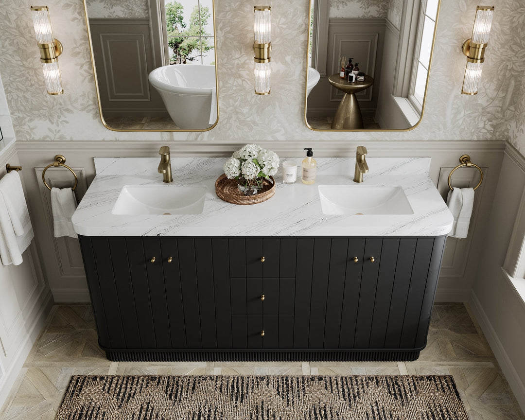 Houston 72 in. W x 22 in. D Free Standing Curved Edge Double Sink Bathroom Vanity - Willow Bath and Vanity