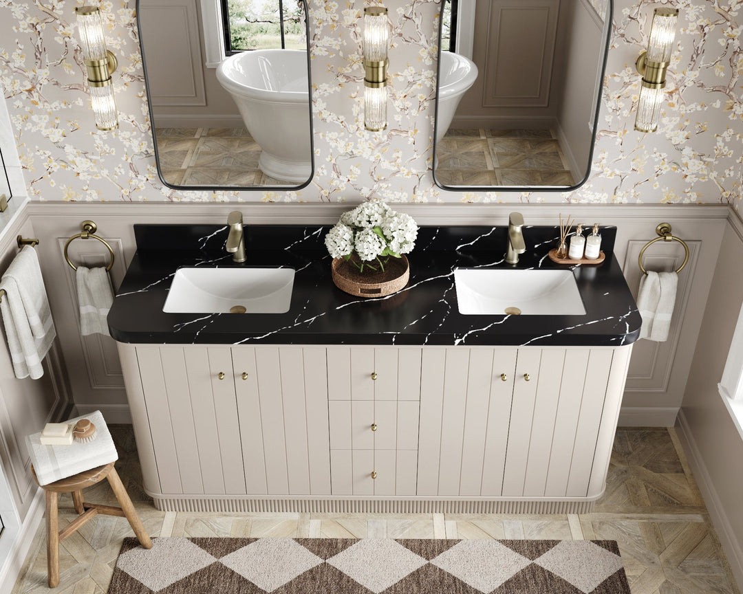 Houston 72 in. W x 22 in. D Free Standing Curved Edge Double Sink Bathroom Vanity - Willow Bath and Vanity