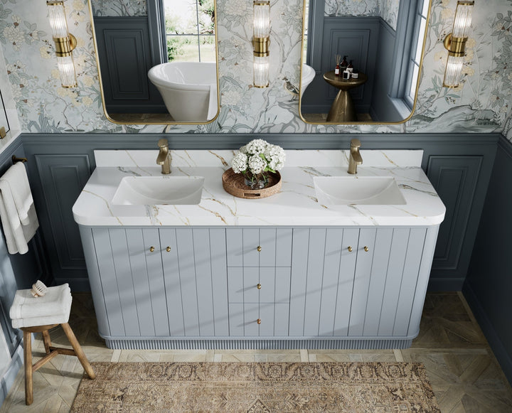 Houston 72 in. W x 22 in. D Free Standing Curved Edge Double Sink Bathroom Vanity - photo 12