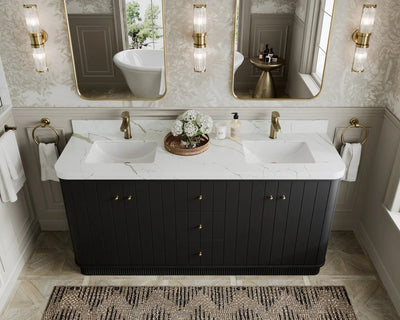 Houston 72 in. W x 22 in. D Free Standing Curved Edge Double Sink Bathroom Vanity - Willow Bath and Vanity