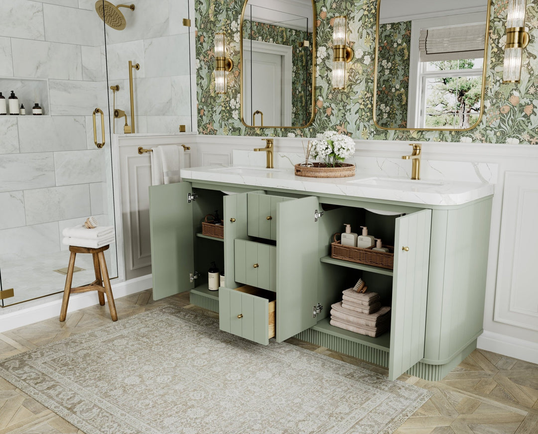 Houston 72 in. W x 22 in. D Free Standing Curved Edge Double Sink Bathroom Vanity - Willow Bath and Vanity