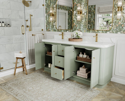 Houston 72 in. W x 22 in. D Free Standing Curved Edge Double Sink Bathroom Vanity - Willow Bath and Vanity