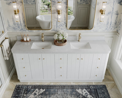 Houston 84 in. W x 22 in. D Free Standing Curved Edge Double Sink Bathroom Vanity - Willow Bath and Vanity