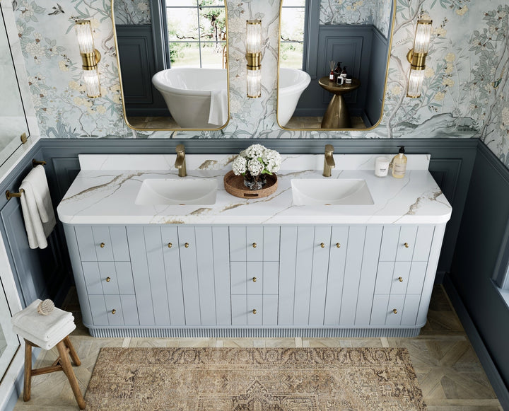 Houston 84 in. W x 22 in. D Free Standing Curved Edge Double Sink Bathroom Vanity - photo 13