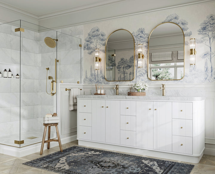 Houston 84 in. W x 22 in. D Free Standing Curved Edge Double Sink Bathroom Vanity - photo 2