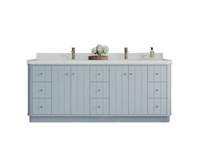 Houston 84 in. W x 22 in. D Free Standing Curved Edge Double Sink Bathroom Vanity - Willow Bath and Vanity