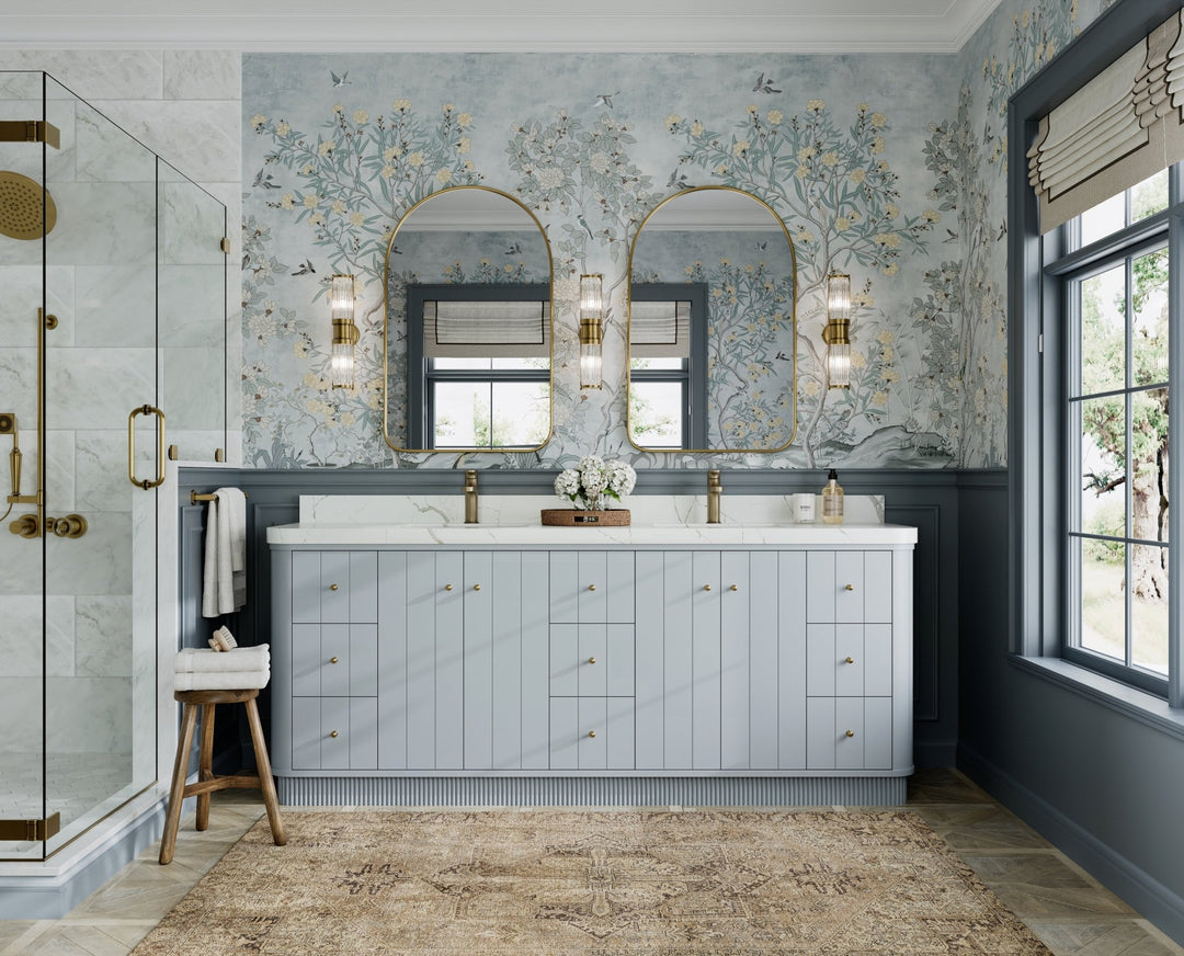 Houston 84 in. W x 22 in. D Free Standing Curved Edge Double Sink Bathroom Vanity - Willow Bath and Vanity