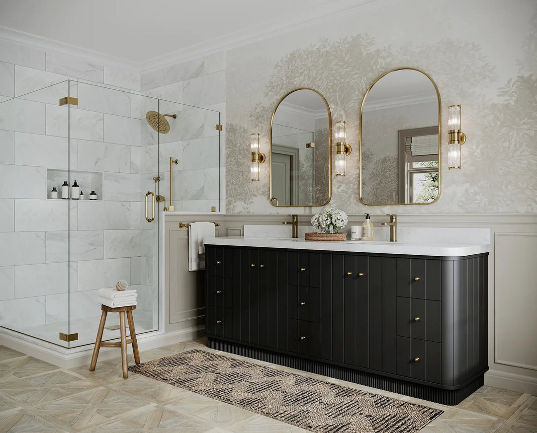 Houston 84 in. W x 22 in. D Free Standing Curved Edge Double Sink Bathroom Vanity - Willow Bath and Vanity