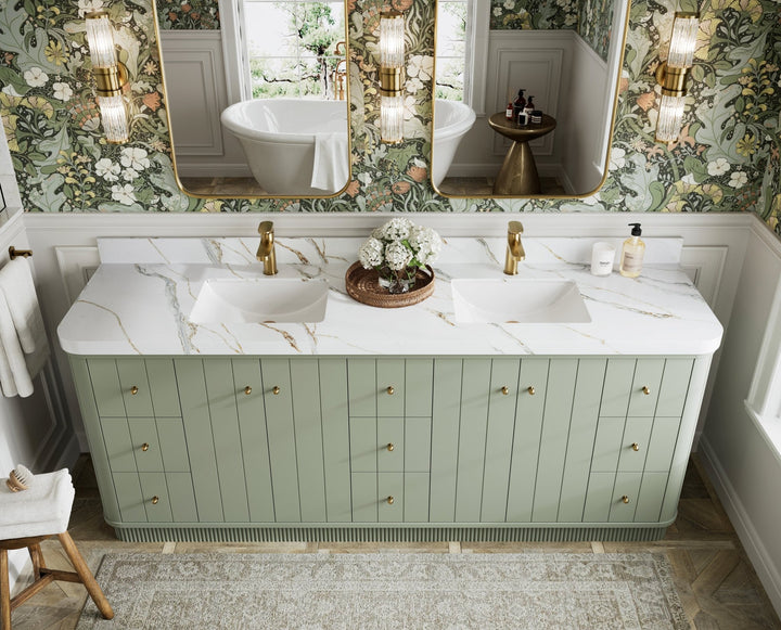 Houston 84 in. W x 22 in. D Free Standing Curved Edge Double Sink Bathroom Vanity - photo 12