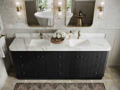 Houston 84 in. W x 22 in. D Free Standing Curved Edge Double Sink Bathroom Vanity - photo 8