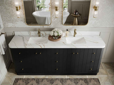 Houston 84 in. W x 22 in. D Free Standing Curved Edge Double Sink Bathroom Vanity - Willow Bath and Vanity