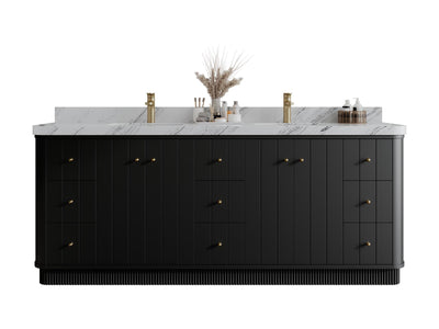 Houston 84 in. W x 22 in. D Free Standing Curved Edge Double Sink Bathroom Vanity - Willow Bath and Vanity