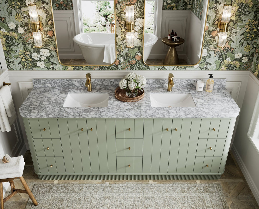 Houston 84 in. W x 22 in. D Free Standing Curved Edge Double Sink Bathroom Vanity - Willow Bath and Vanity
