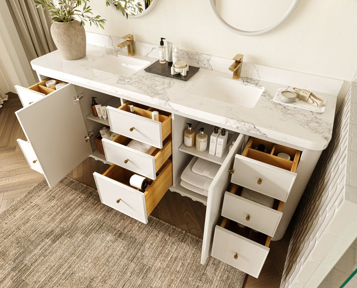 Houston 84 in. W x 22 in. D Free Standing Curved Edge Double Sink Bathroom Vanity - photo 3