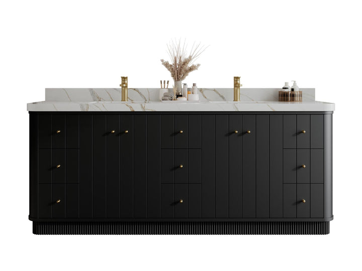 Houston 84 in. W x 22 in. D Free Standing Curved Edge Double Sink Bathroom Vanity - photo 9