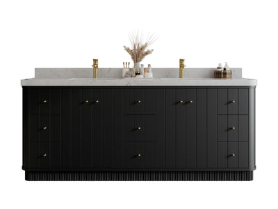 Houston 84 in. W x 22 in. D Free Standing Curved Edge Double Sink Bathroom Vanity - Willow Bath and Vanity