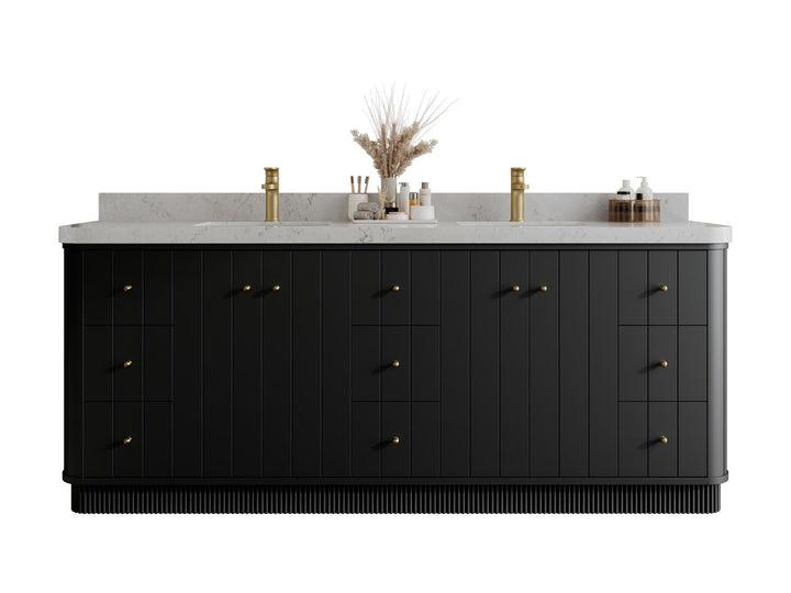 Houston 84 in. W x 22 in. D Free Standing Curved Edge Double Sink Bathroom Vanity - photo 15