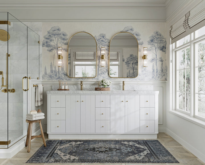 Houston 84 in. W x 22 in. D Free Standing Curved Edge Double Sink Bathroom Vanity - photo 5