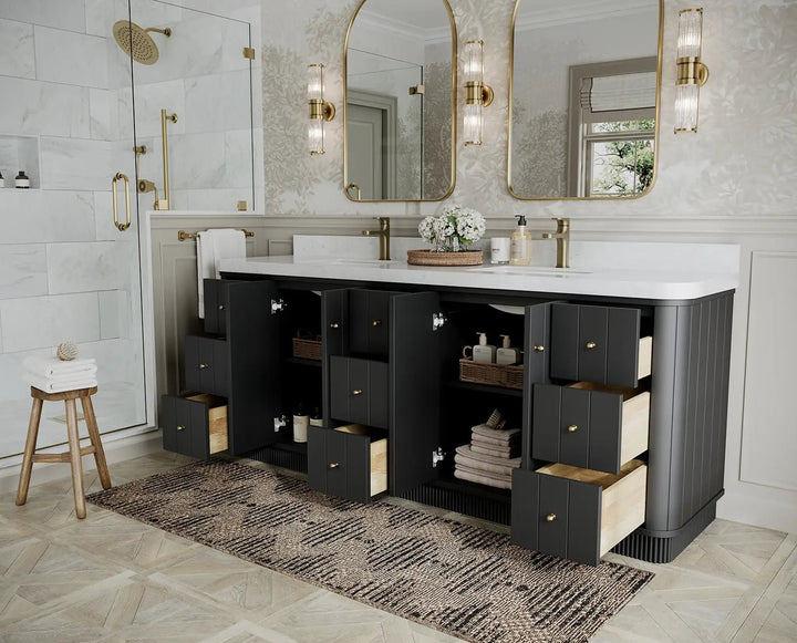 Houston 84 in. W x 22 in. D Free Standing Curved Edge Double Sink Bathroom Vanity - photo 3