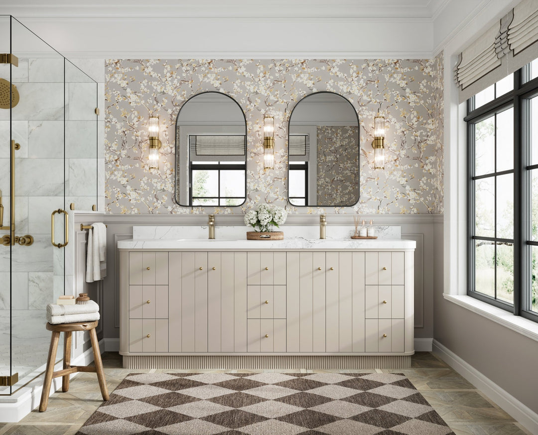 Houston 84 in. W x 22 in. D Free Standing Curved Edge Double Sink Bathroom Vanity - Willow Bath and Vanity