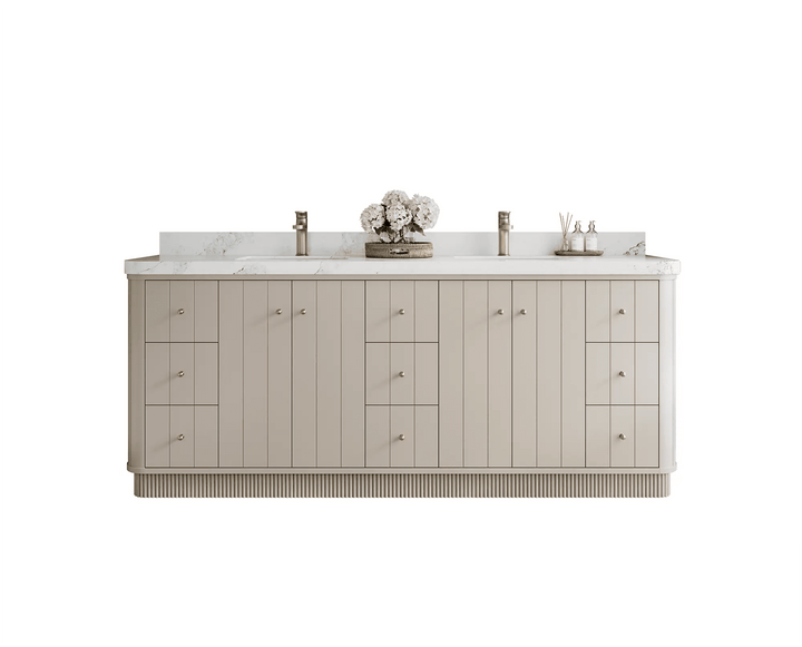 Houston 84 in. W x 22 in. D Free Standing Curved Edge Double Sink Bathroom Vanity - photo 1