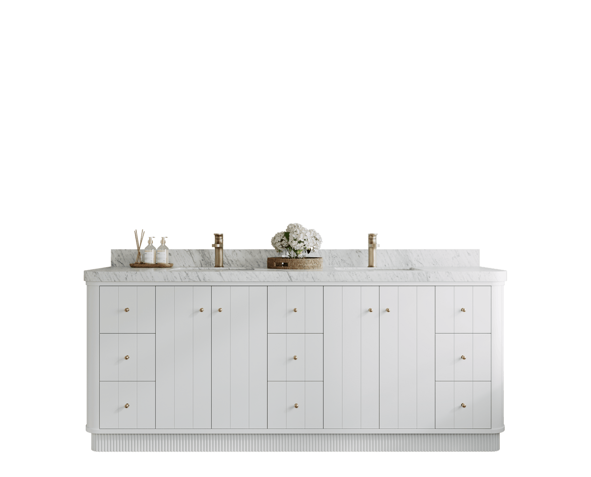 Houston 84 in. W x 22 in. D Free Standing Curved Edge Double Sink Bathroom Vanity - Willow Bath and Vanity