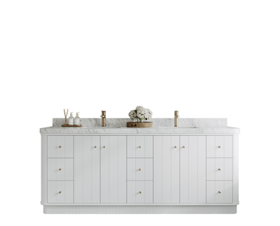 Houston 84 in. W x 22 in. D Free Standing Curved Edge Double Sink Bathroom Vanity - Willow Bath and Vanity