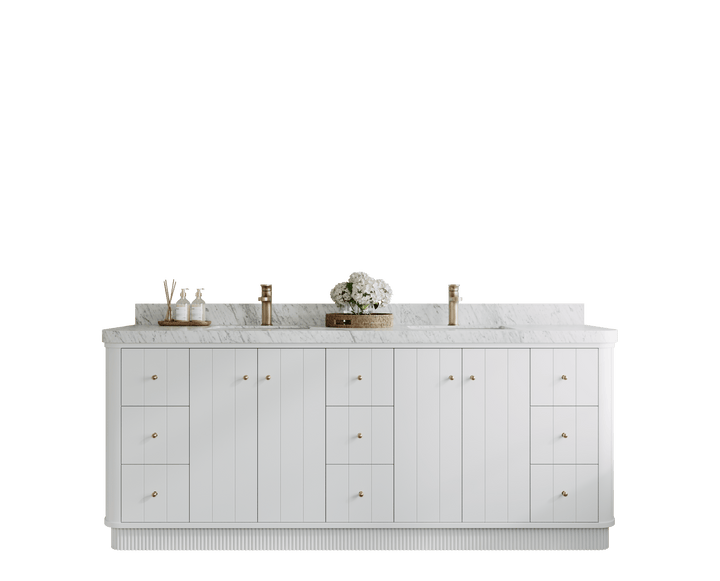 Houston 84 in. W x 22 in. D Free Standing Curved Edge Double Sink Bathroom Vanity - photo 1