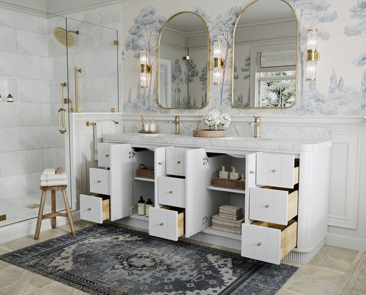 Houston 84 in. W x 22 in. D Free Standing Curved Edge Double Sink Bathroom Vanity - photo 3