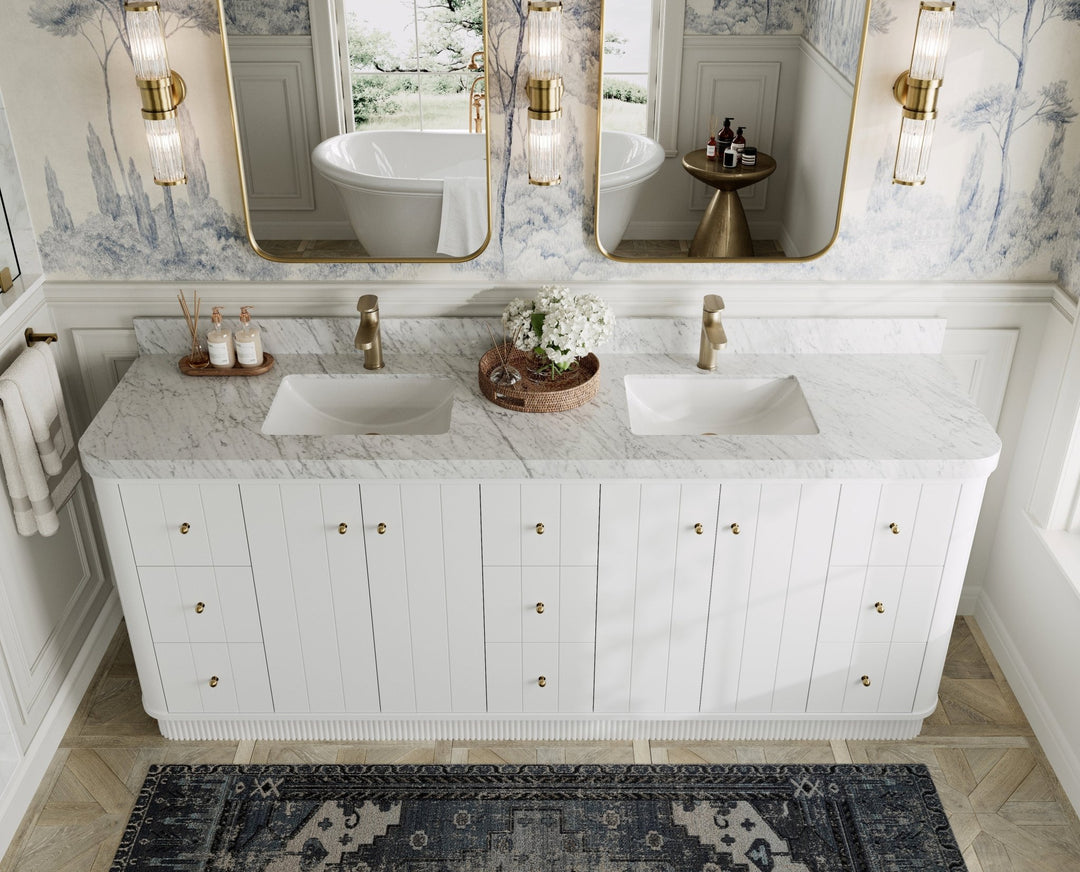 Houston 84 in. W x 22 in. D Free Standing Curved Edge Double Sink Bathroom Vanity - Willow Bath and Vanity