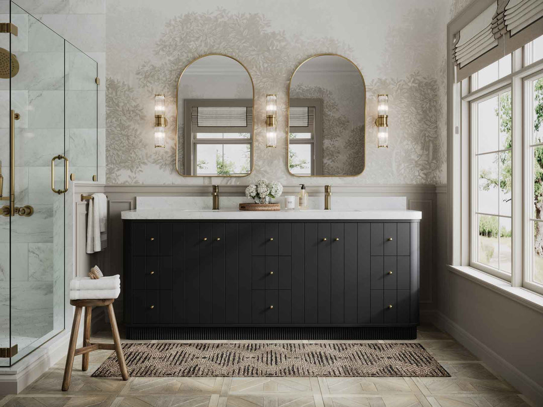 Houston 84 in. W x 22 in. D Free Standing Curved Edge Double Sink Bathroom Vanity - Willow Bath and Vanity