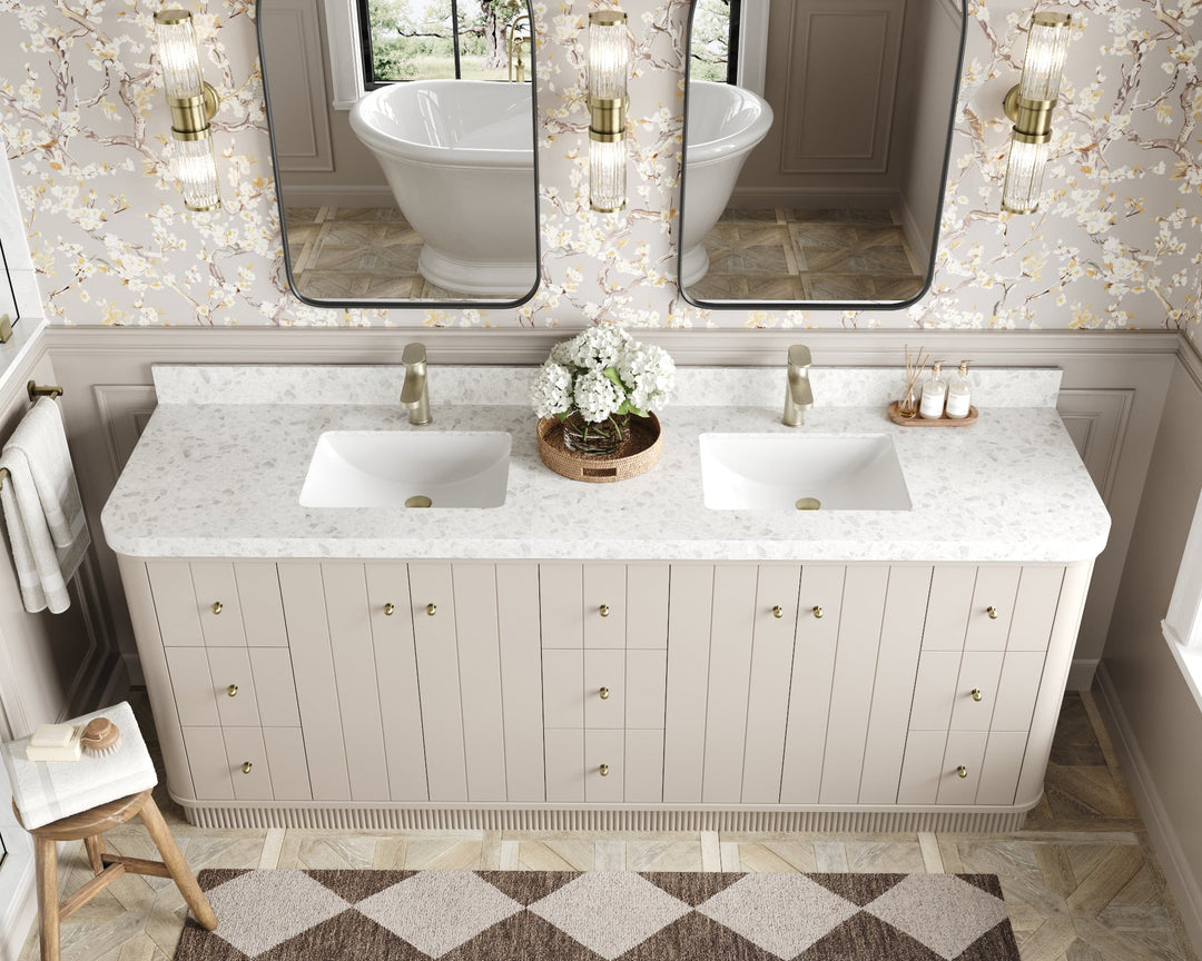 Houston 84 in. W x 22 in. D Free Standing Curved Edge Double Sink Bathroom Vanity - Willow Bath and Vanity