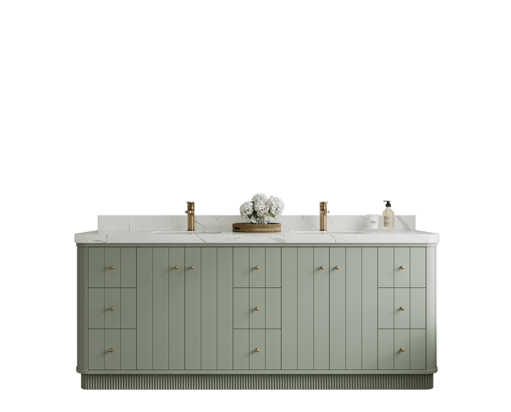 Houston 84 in. W x 22 in. D Free Standing Curved Edge Double Sink Bathroom Vanity - photo 1