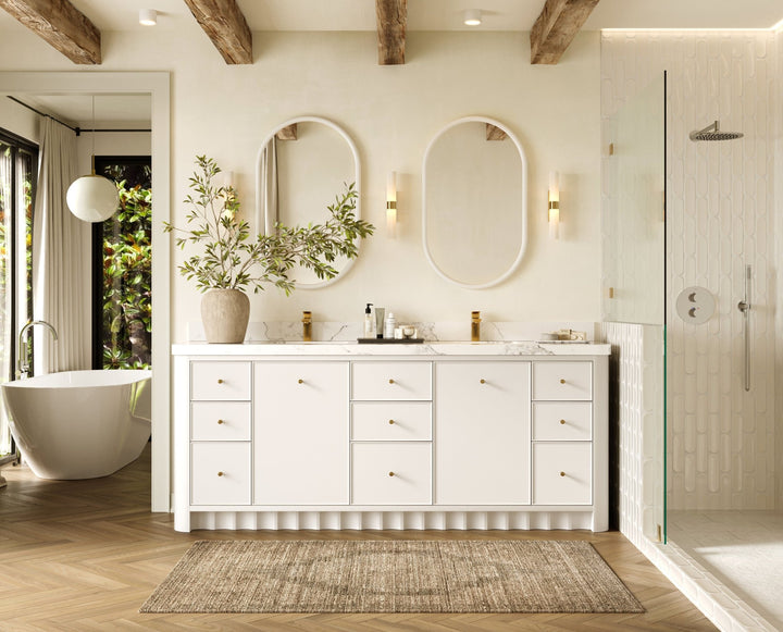 Houston 84 in. W x 22 in. D Free Standing Curved Edge Double Sink Bathroom Vanity - photo 5