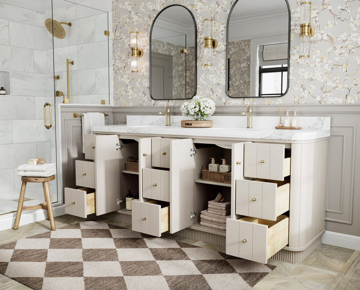 Houston 84 in. W x 22 in. D Free Standing Curved Edge Double Sink Bathroom Vanity - photo 3