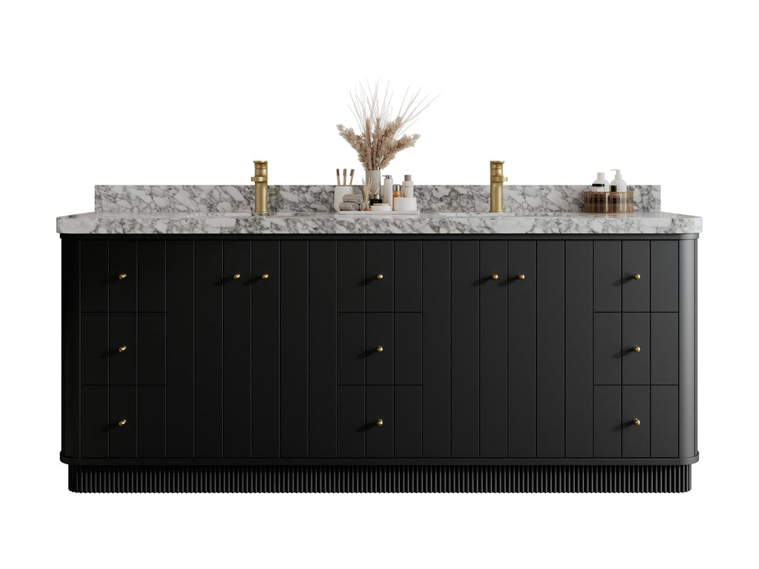 Houston 84 in. W x 22 in. D Free Standing Curved Edge Double Sink Bathroom Vanity - Willow Bath and Vanity