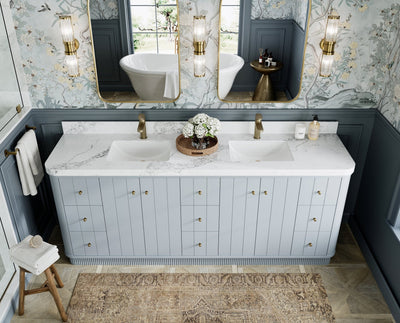 Houston 84 in. W x 22 in. D Free Standing Curved Edge Double Sink Bathroom Vanity - Willow Bath and Vanity