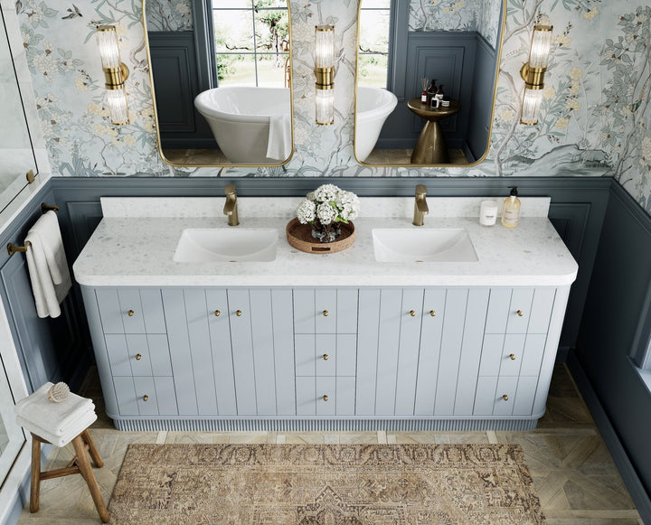 Houston 84 in. W x 22 in. D Free Standing Curved Edge Double Sink Bathroom Vanity - photo 15