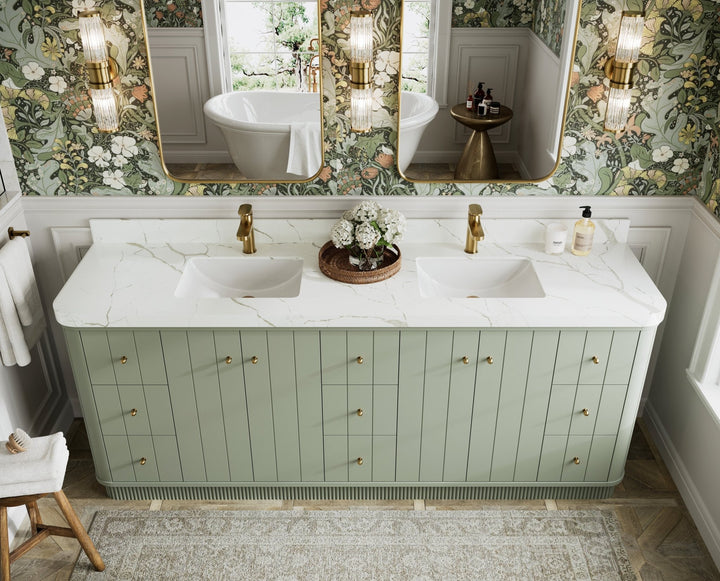 Houston 84 in. W x 22 in. D Free Standing Curved Edge Double Sink Bathroom Vanity - photo 6
