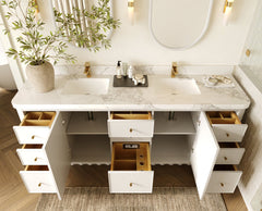 Houston 84 in. W x 22 in. D Free Standing Curved Edge Double Sink Bathroom Vanity - photo 4
