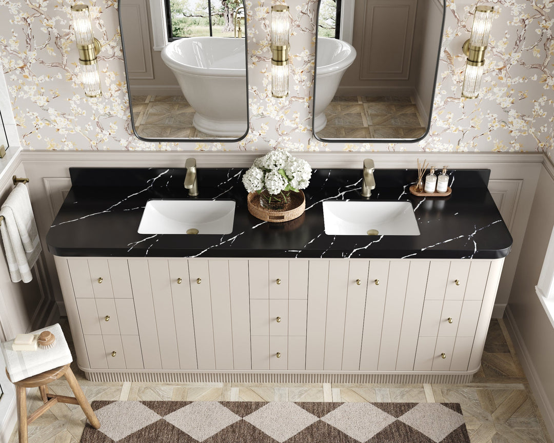 Houston 84 in. W x 22 in. D Free Standing Curved Edge Double Sink Bathroom Vanity - Willow Bath and Vanity