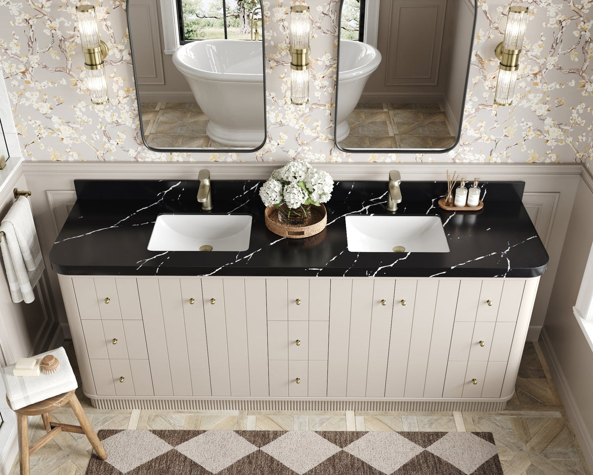 Houston 84 in. W x 22 in. D Free Standing Curved Edge Double Sink Bathroom Vanity - Willow Bath and Vanity