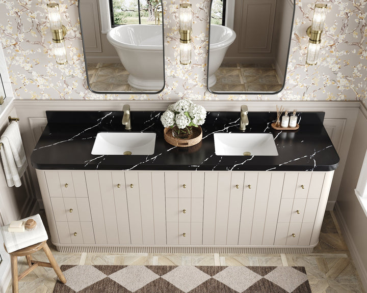 Houston 84 in. W x 22 in. D Free Standing Curved Edge Double Sink Bathroom Vanity - photo 14