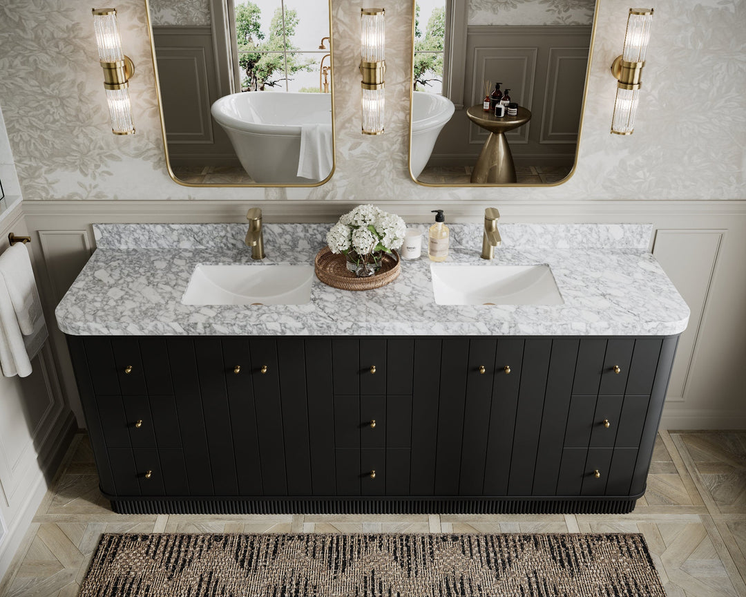 Houston 84 in. W x 22 in. D Free Standing Curved Edge Double Sink Bathroom Vanity - Willow Bath and Vanity