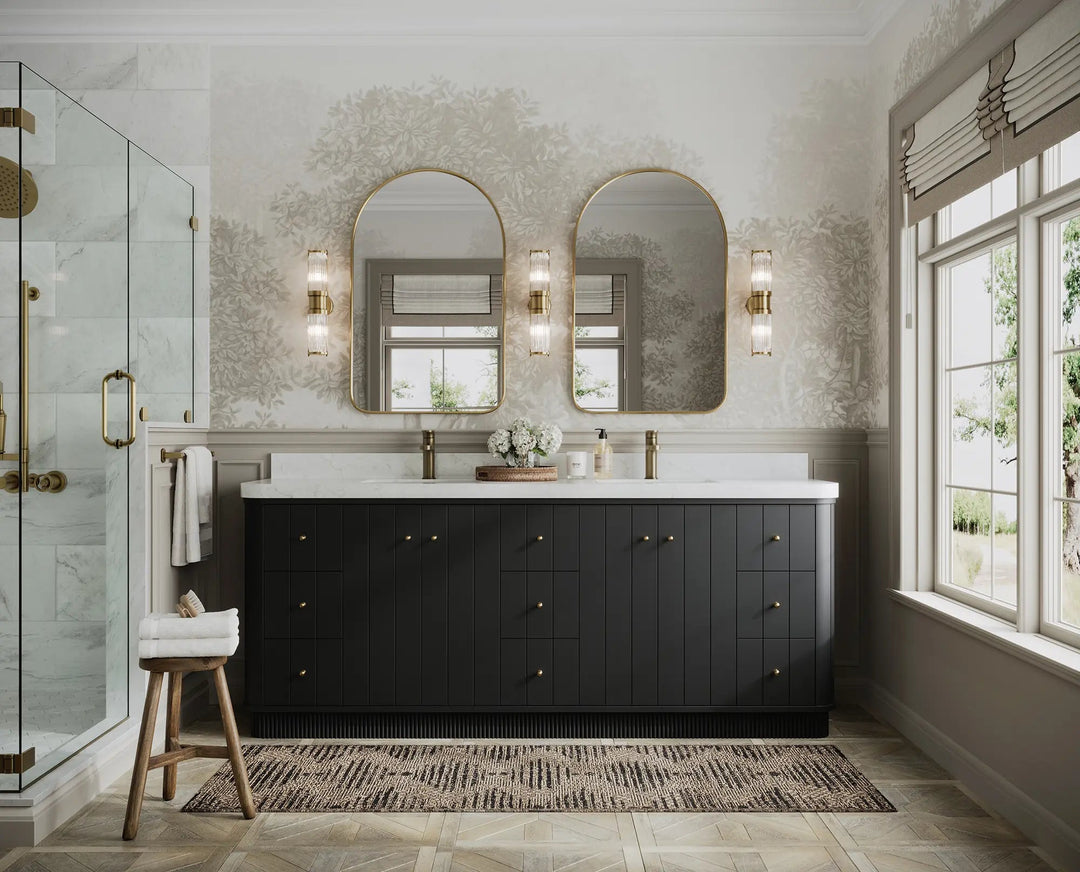 Houston 84 in. W x 22 in. D Free Standing Curved Edge Double Sink Bathroom Vanity - Willow Bath and Vanity