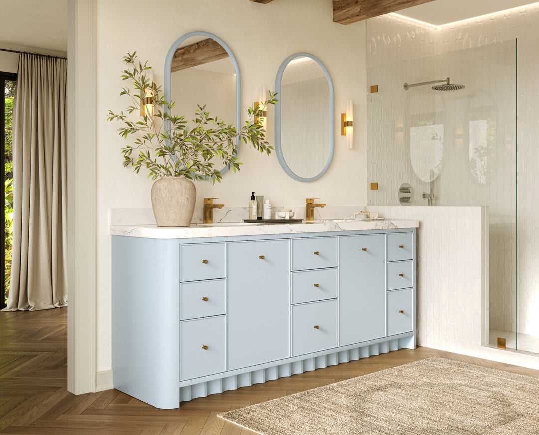 Houston 84 in. W x 22 in. D Free Standing Curved Edge Double Sink Bathroom Vanity | 
              
                Blue Heather
                
                  
             - HOU-CAB-BLU-83 - photo №2