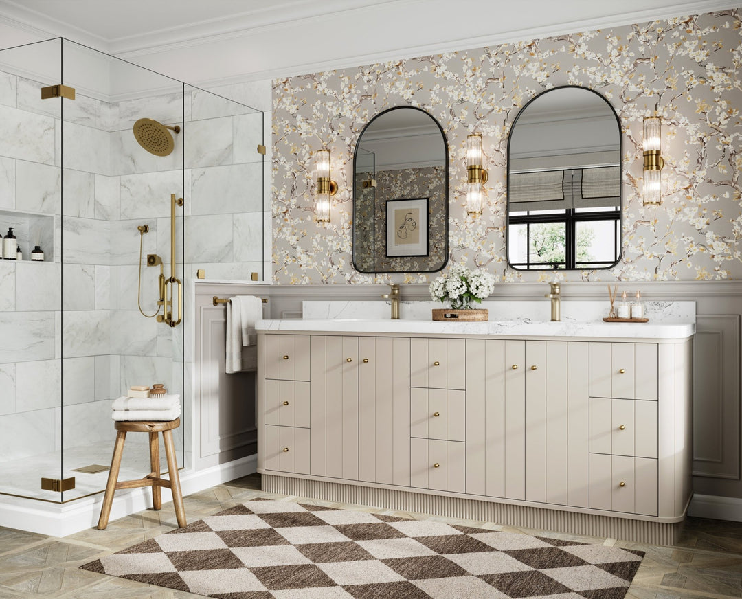 Houston 84 in. W x 22 in. D Free Standing Curved Edge Double Sink Bathroom Vanity - Willow Bath and Vanity