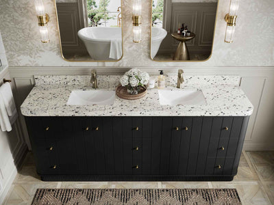 Houston 84 in. W x 22 in. D Free Standing Curved Edge Double Sink Bathroom Vanity - Willow Bath and Vanity