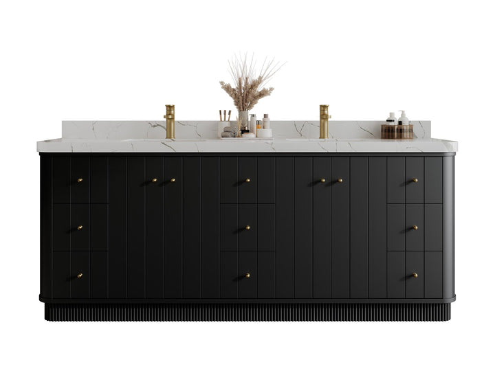 Houston 84 in. W x 22 in. D Free Standing Curved Edge Double Sink Bathroom Vanity - photo 11